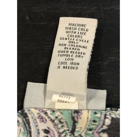 Catherines Womens 2X Long Sleeve Paisley Shift Dress Green Purple Liquid Knit - Picture 6 of 8